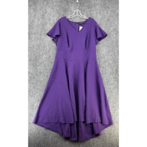 Lane Bryant Lena Short Sleeve High Low Purple Dress Women’s Plus 20 NWT - Picture 1 of 14